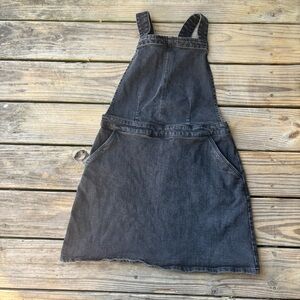 ASOS Black Denim Overall Jumper Dress with Bow